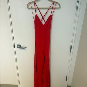 Klesis Women’s Spaghetti strap red jumpsuit sz Medium